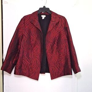 A Chico's Women's Blazer Jacket Open Front Bold Color Office Siren Evening Sz 3